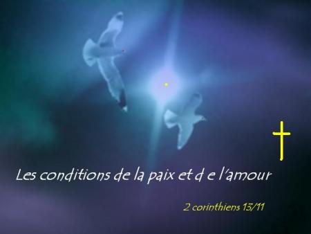  Les conditions  de la paix  et de l'amour bienvenue